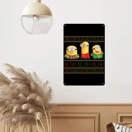 Minions Ugly X-mas Blah Black Metal Poster Wall Art Decor Sign