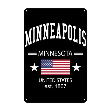 Minneapolis Black Metal Poster Wall Art Decor Sign