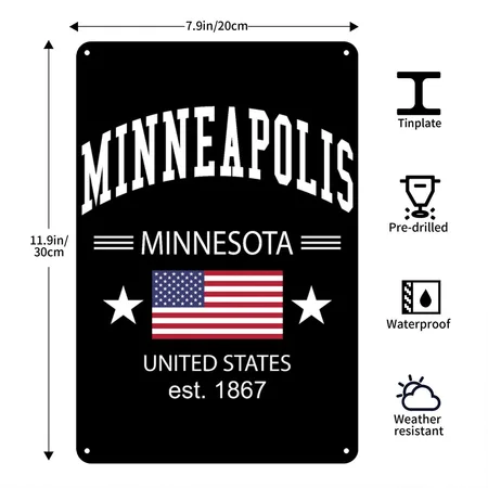 Minneapolis Black Metal Poster Wall Art Decor Sign