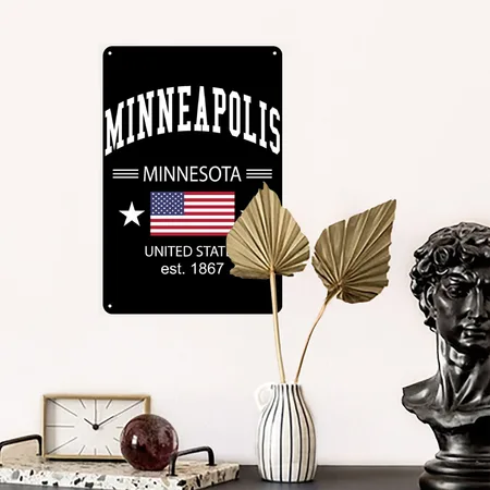 Minneapolis Black Metal Poster Wall Art Decor Sign