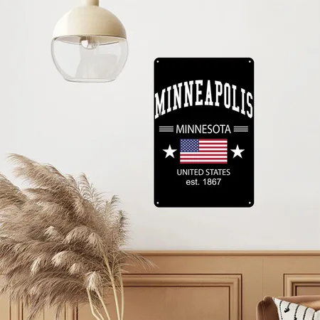 Minneapolis Black Metal Poster Wall Art Decor Sign