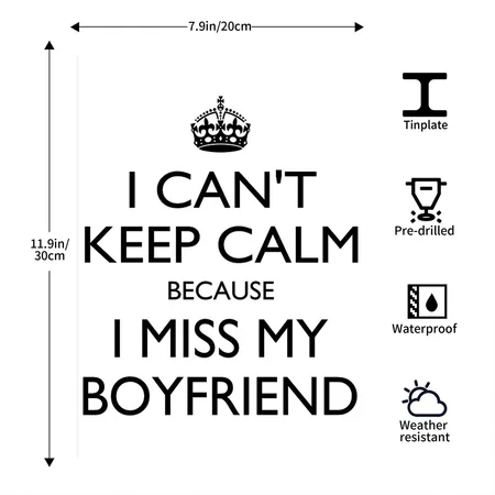 Miss My Boyfriend White Metal Poster Wall Art Decor Sign