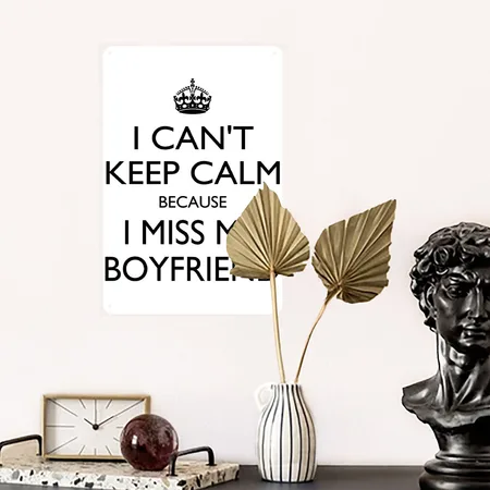 Miss My Boyfriend White Metal Poster Wall Art Decor Sign
