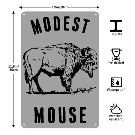 Modest Mouse Buffalo Heather Gray/black Metal Poster Wall Art Decor Sign