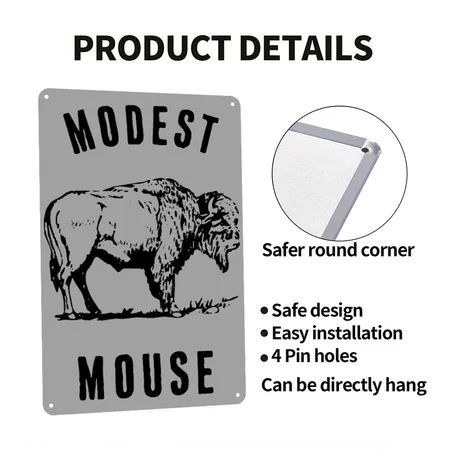 Modest Mouse Buffalo Heather Gray/black Metal Poster Wall Art Decor Sign