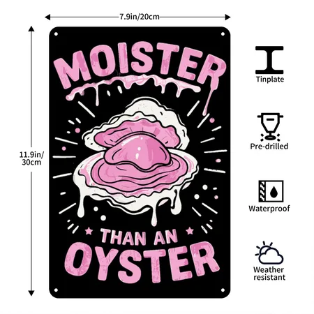 Moister Oyster Black/white Metal Poster Wall Art Decor Sign