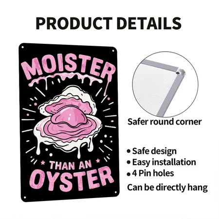 Moister Oyster Black/white Metal Poster Wall Art Decor Sign