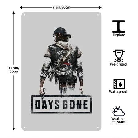 Mongrel Days Gone Heather Gray Metal Poster Wall Art Decor Sign