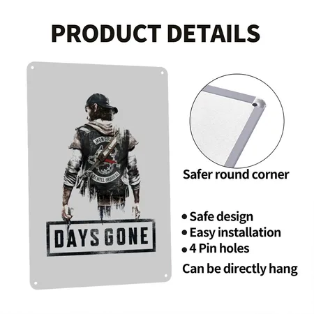 Mongrel Days Gone Heather Gray Metal Poster Wall Art Decor Sign