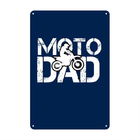 Moto Dad Navy Metal Poster Wall Art Decor Sign