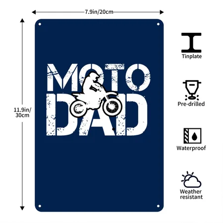 Moto Dad Navy Metal Poster Wall Art Decor Sign