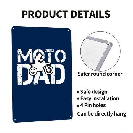 Moto Dad Navy Metal Poster Wall Art Decor Sign