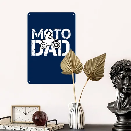 Moto Dad Navy Metal Poster Wall Art Decor Sign