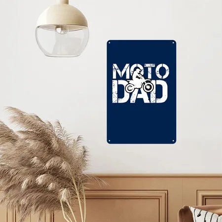 Moto Dad Navy Metal Poster Wall Art Decor Sign