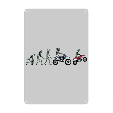 Motocross Evolution Heather Gray Metal Poster Wall Art Decor Sign