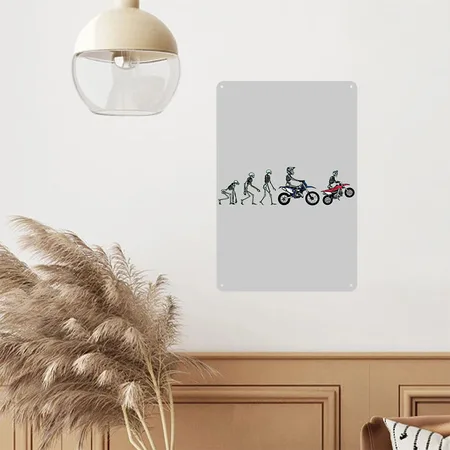 Motocross Evolution Heather Gray Metal Poster Wall Art Decor Sign