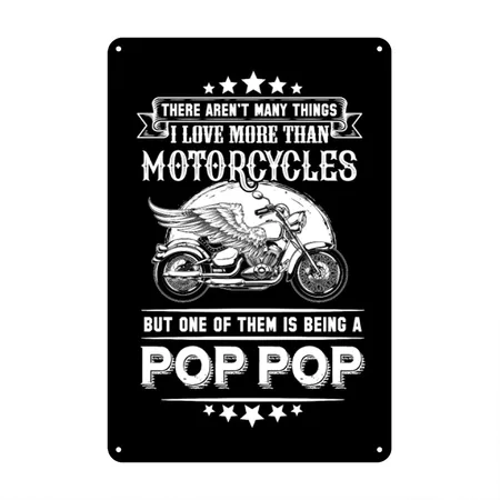Motorcycles Pop Pop Black Metal Poster Wall Art Decor Sign