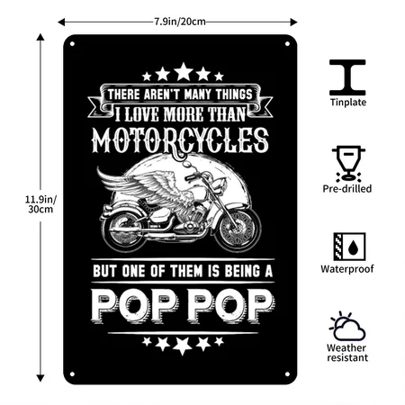 Motorcycles Pop Pop Black Metal Poster Wall Art Decor Sign