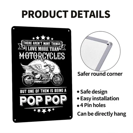 Motorcycles Pop Pop Black Metal Poster Wall Art Decor Sign