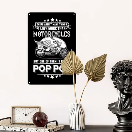 Motorcycles Pop Pop Black Metal Poster Wall Art Decor Sign