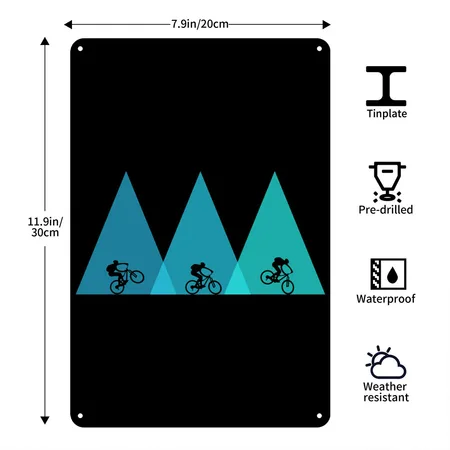 Mountain Bike Bicycle Mtb Black Metal Poster Wall Art Decor Sign