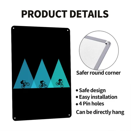 Mountain Bike Bicycle Mtb Black Metal Poster Wall Art Decor Sign