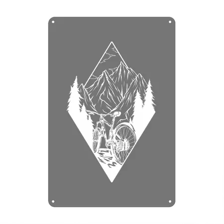 Mountain Biking Mountain Bike Downhill Charcoal Metal Poster Wall Art Decor Sign