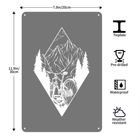 Mountain Biking Mountain Bike Downhill Charcoal Metal Poster Wall Art Decor Sign