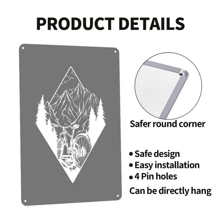 Mountain Biking Mountain Bike Downhill Charcoal Metal Poster Wall Art Decor Sign