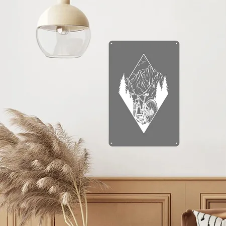 Mountain Biking Mountain Bike Downhill Charcoal Metal Poster Wall Art Decor Sign