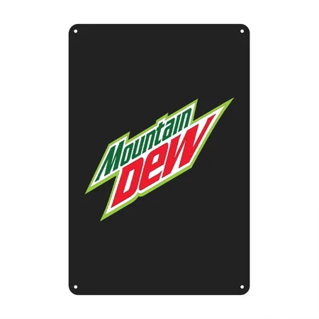Mountain Dew Black/heather Gray Metal Poster Wall Art Decor Sign