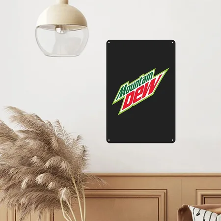 Mountain Dew Black/heather Gray Metal Poster Wall Art Decor Sign
