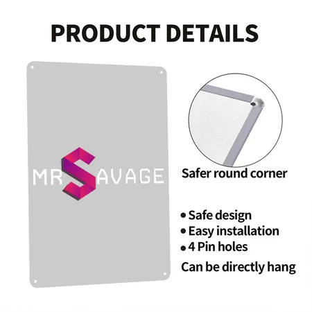 Mr SAVAGE Heather Gray Metal Poster Wall Art Decor Sign