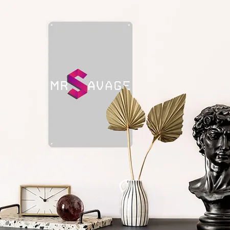 Mr SAVAGE Heather Gray Metal Poster Wall Art Decor Sign