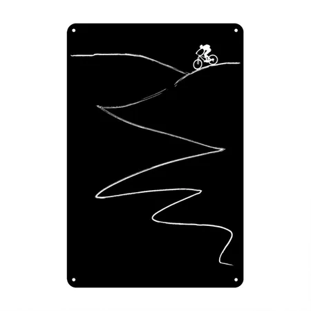 Mtb Mountain Biking Bike Cycling Black Metal Poster Wall Art Decor Sign