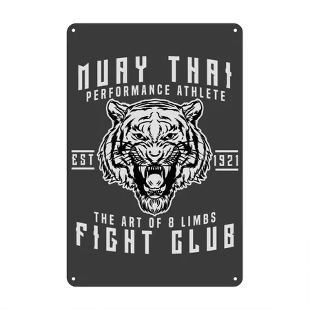 Muay Thai Kickboxing Heather Black Metal Poster Wall Art Decor Sign