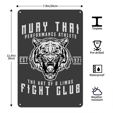 Muay Thai Kickboxing Heather Black Metal Poster Wall Art Decor Sign