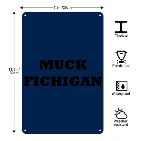 Muck Fichigan Navy Metal Poster Wall Art Decor Sign