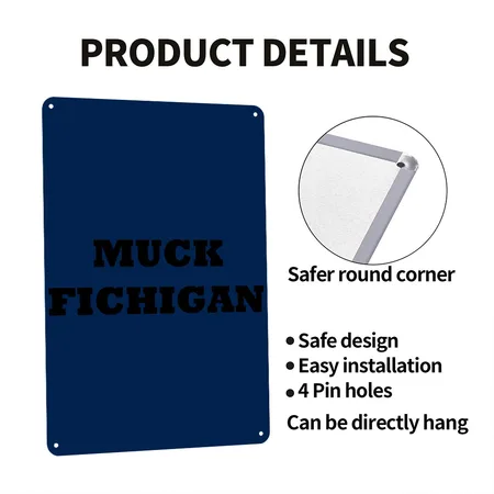 Muck Fichigan Navy Metal Poster Wall Art Decor Sign