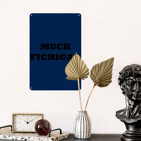 Muck Fichigan Navy Metal Poster Wall Art Decor Sign
