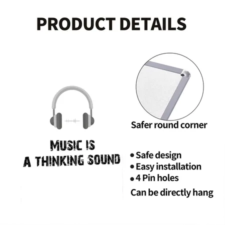 Music Sticker White Matte Metal Poster Wall Art Decor Sign
