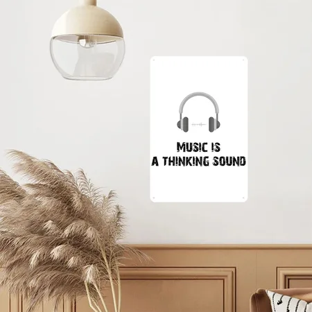 Music Sticker White Matte Metal Poster Wall Art Decor Sign