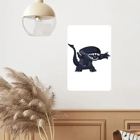 My First Xenomorph White Metal Poster Wall Art Decor Sign