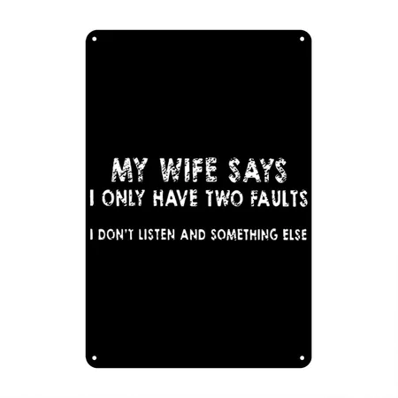 My Wife Husband Black Metal Poster Wall Art Decor Sign