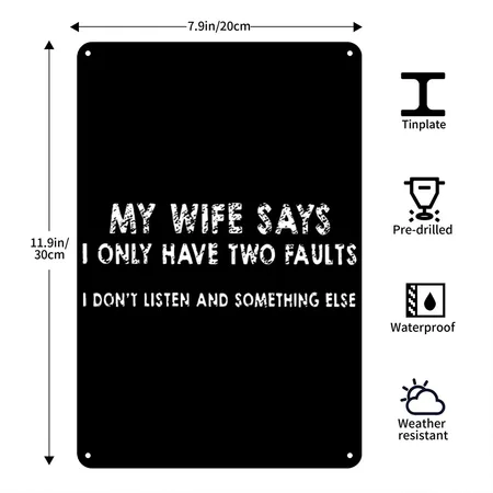 My Wife Husband Black Metal Poster Wall Art Decor Sign