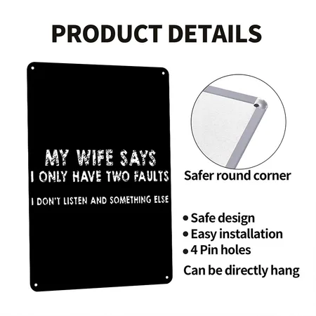 My Wife Husband Black Metal Poster Wall Art Decor Sign