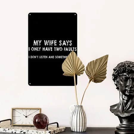 My Wife Husband Black Metal Poster Wall Art Decor Sign