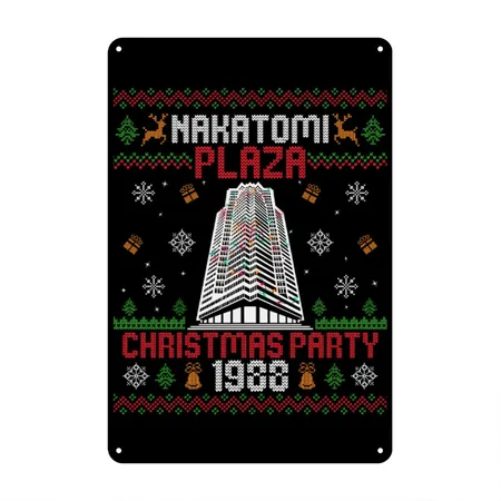 Nakatomi Plaza 1988 Christmas Party Black Metal Poster Wall Art Decor Sign