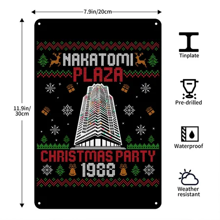 Nakatomi Plaza 1988 Christmas Party Black Metal Poster Wall Art Decor Sign