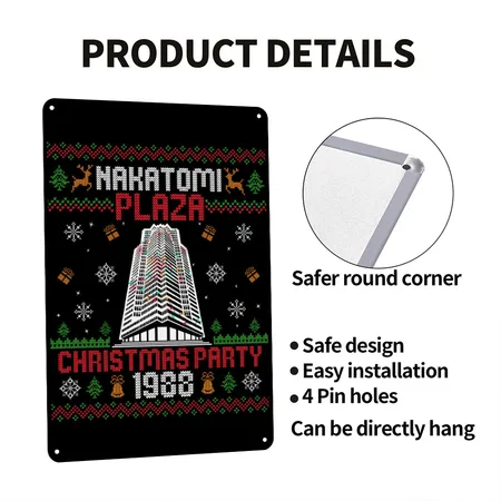 Nakatomi Plaza 1988 Christmas Party Black Metal Poster Wall Art Decor Sign